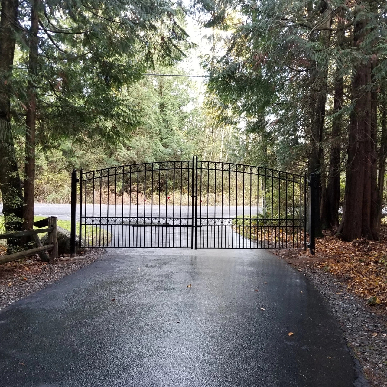 Aleko Steel Dual Swing Driveway Gate - PARIS Style - 12 x 6 Feet - Image 4
