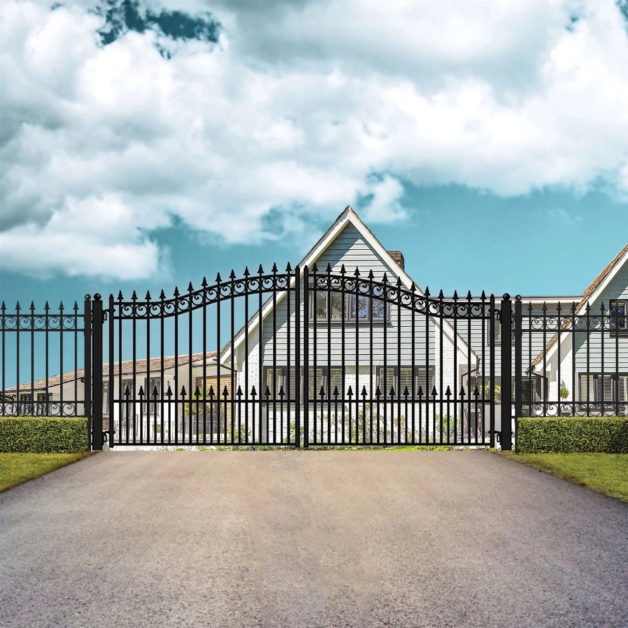 Aleko Steel Dual Swing Driveway Gate - PRAGUE Style - 18 x 6 Feet - Image 8
