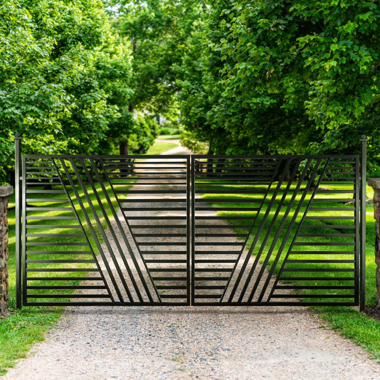 Aleko Steel Dual Swing Driveway Gate - Sofia Style - 16 x 6 Feet - Image 6
