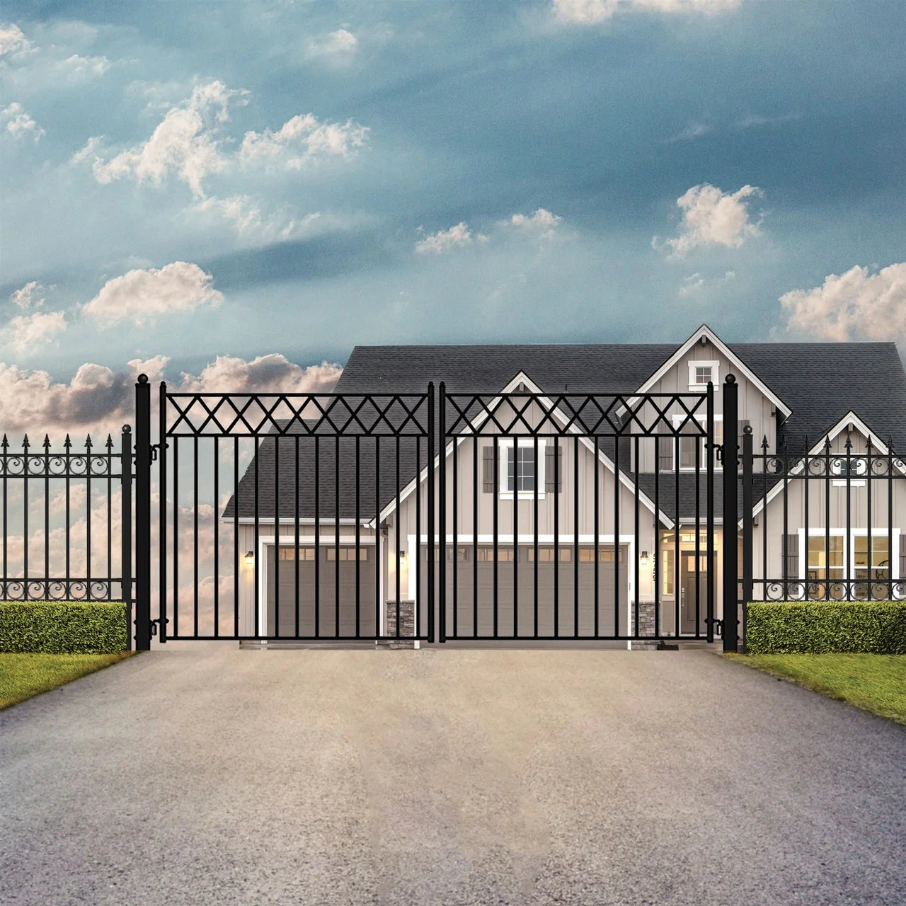 Aleko Steel Dual Swing Driveway Gate - STOCKHOLM Style - 18 x 6 Feet - Image 6