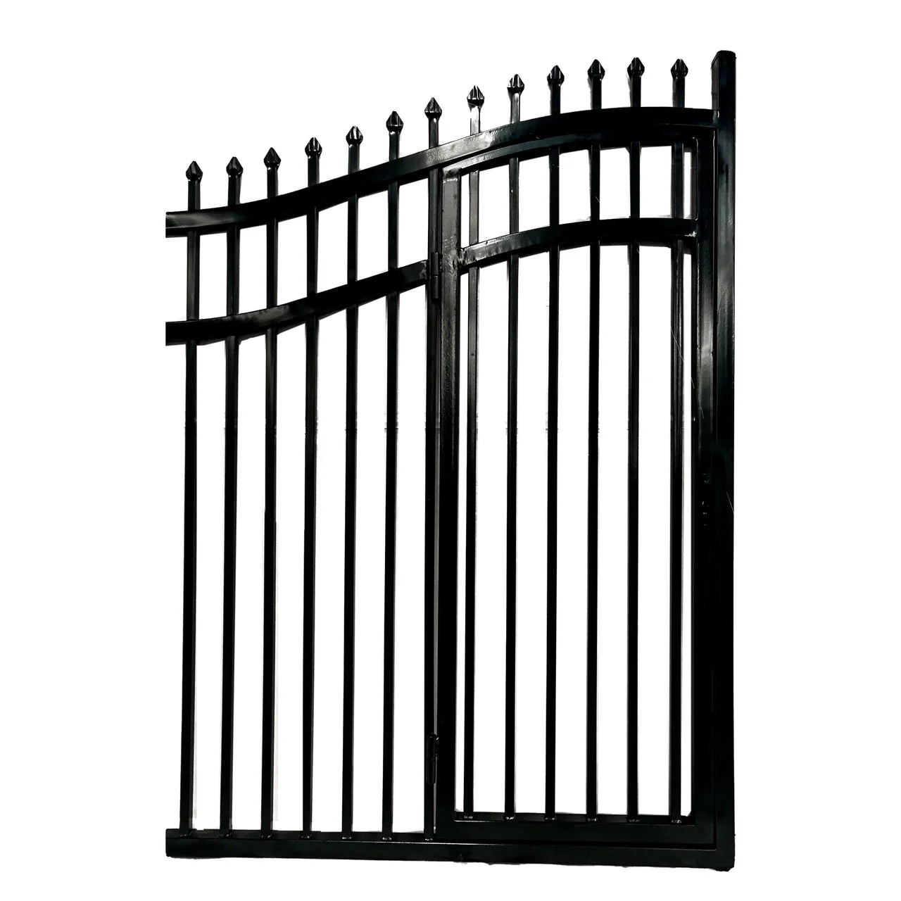 Aleko Steel Dual Swing Driveway Gate with Built-In Pedestrian Door - VIENNA Style - 14 x 7 Feet - Image 4