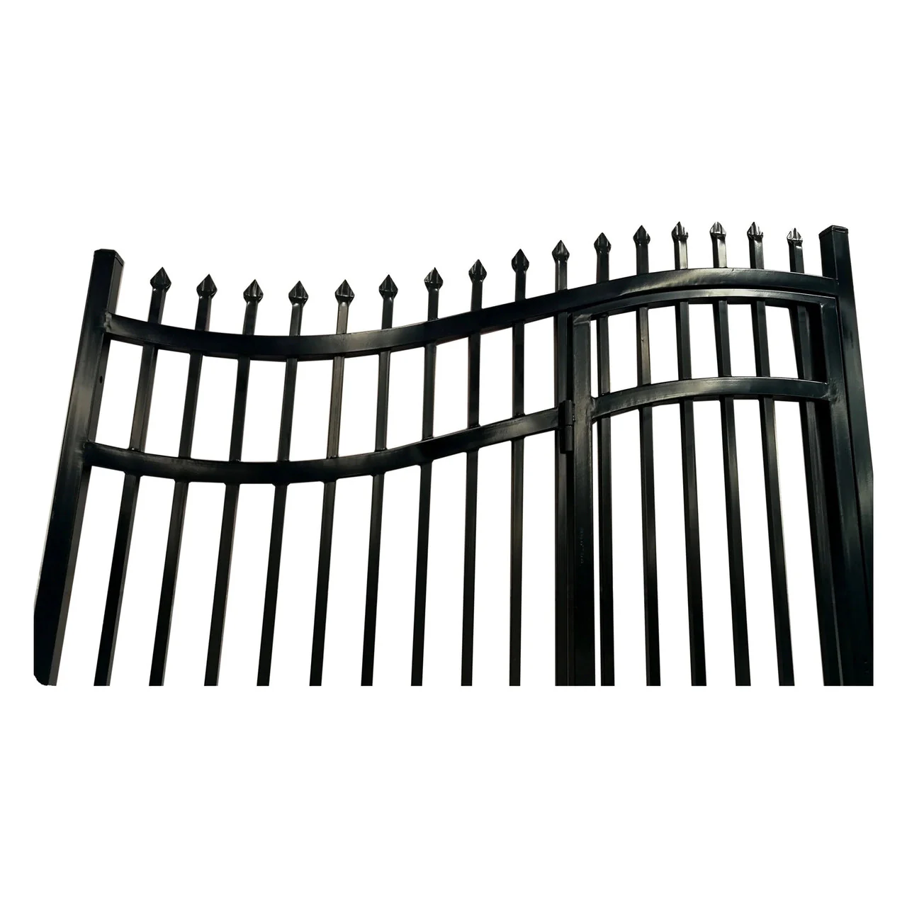 Aleko Steel Dual Swing Driveway Gate with Built-In Pedestrian Door - VIENNA Style - 16 x 7 Feet - Image 5