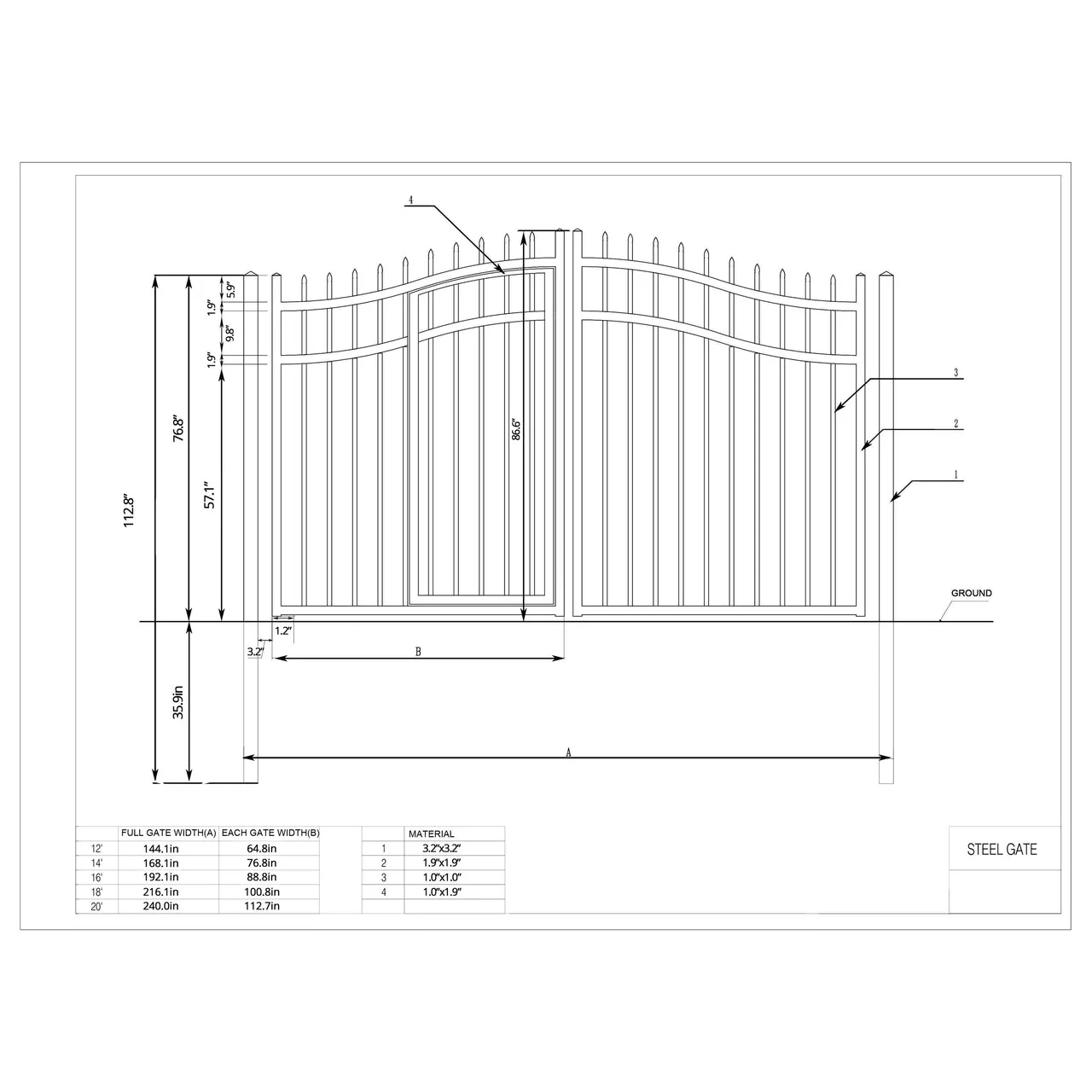 Aleko Steel Dual Swing Driveway Gate with Built-In Pedestrian Door - VIENNA Style - 18 x 7 Feet - Image 8