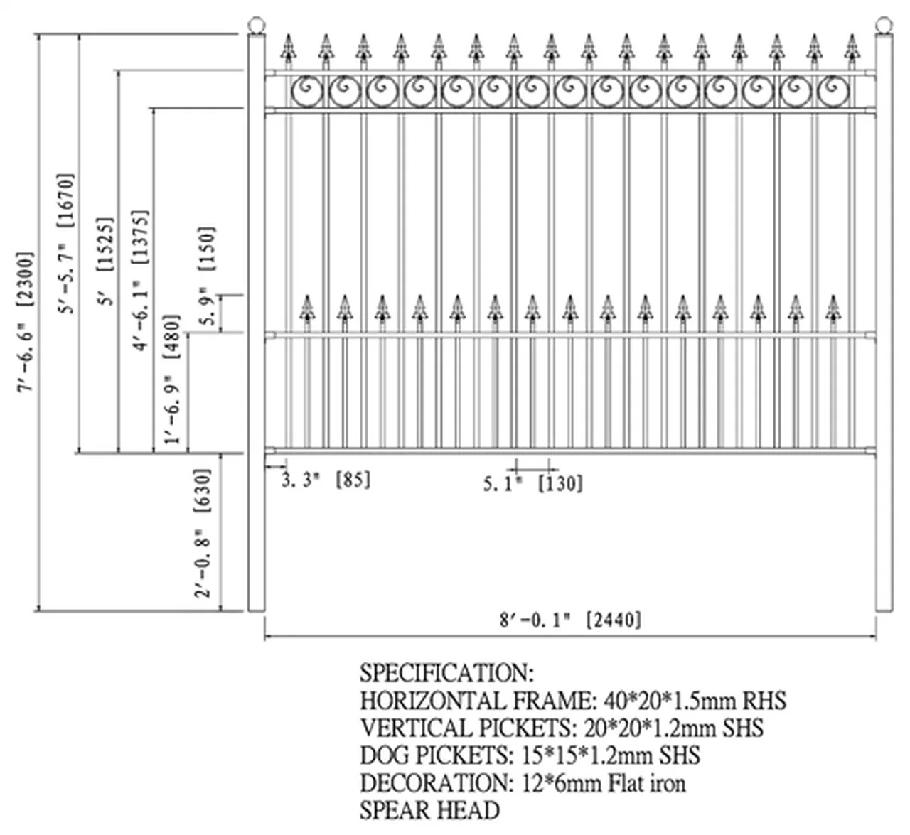 Aleko Steel Fence - PRAGUE Style - 8 x 5 Ft - Image 5