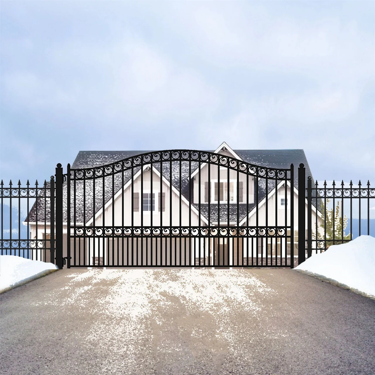 Aleko Steel Single Swing Driveway Gate - PARIS Style - 16 x 6 Feet - Image 7