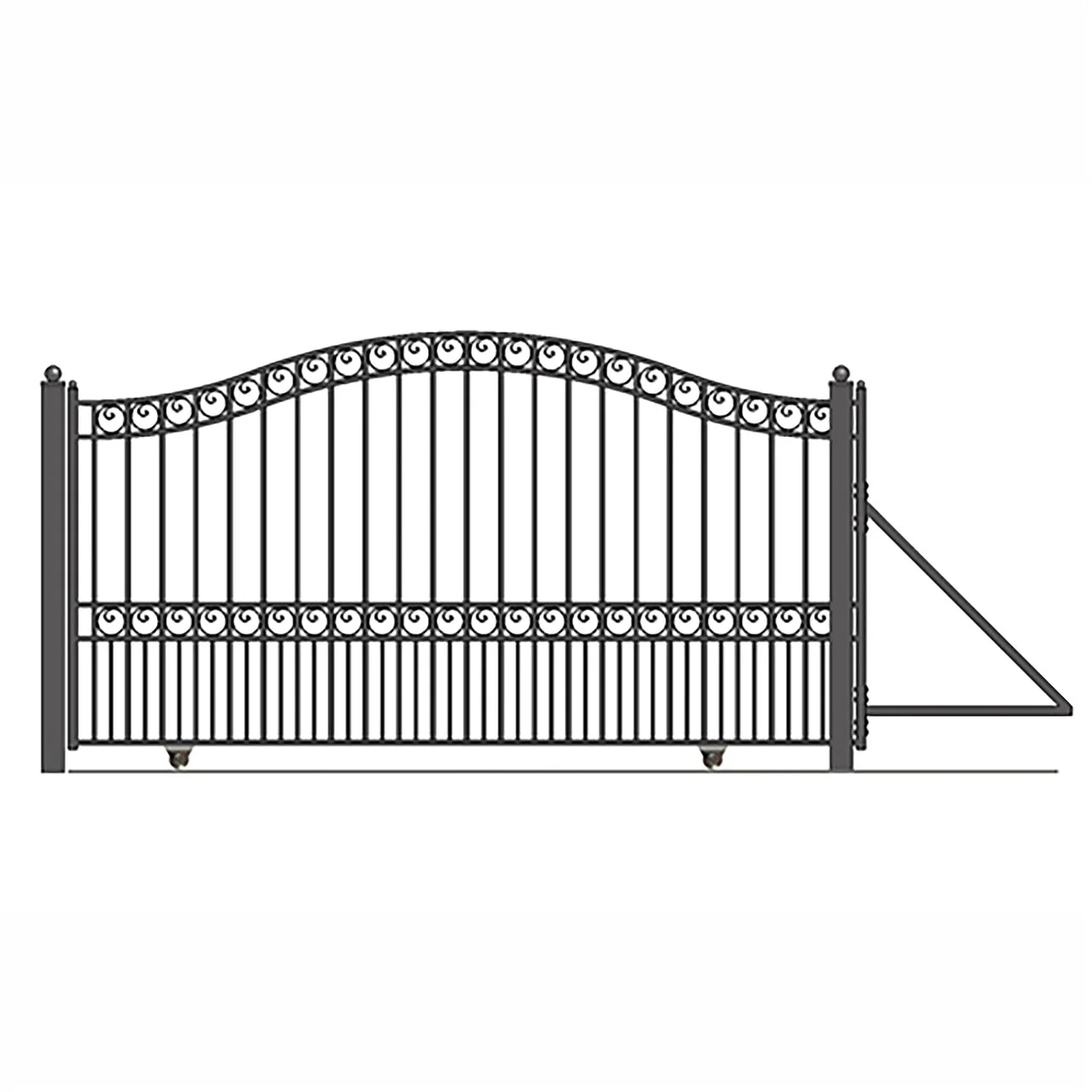 Aleko Steel Sliding Driveway Gate - 16 ft with Pedestrian Gate - 5 ft - PARIS Style - Image 2