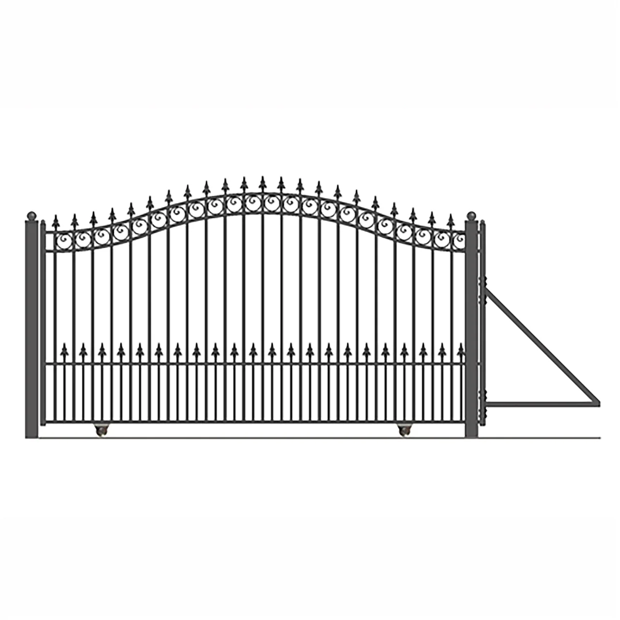 Aleko Steel Sliding Driveway Gate - 16 ft with Pedestrian Gate - 5 ft - PRAGUE Style - Image 2