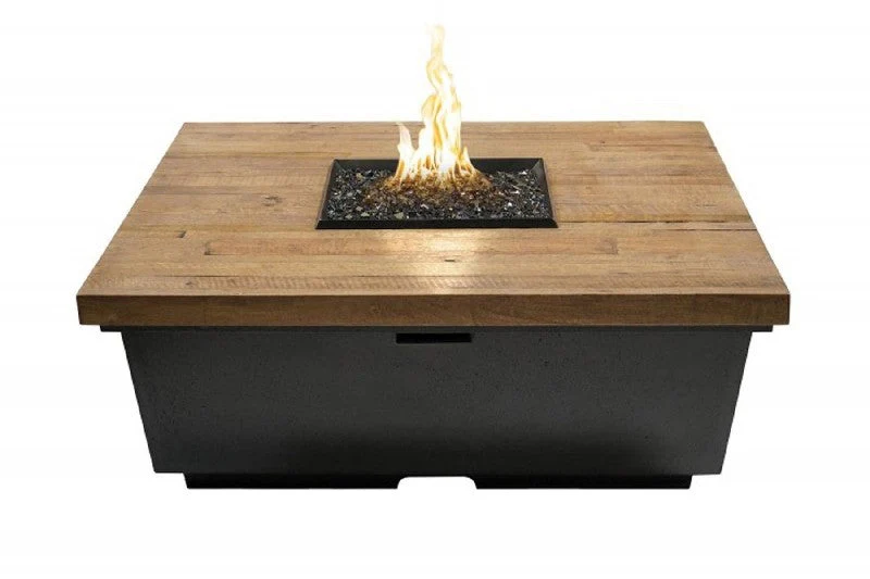 American Fyre Designs Reclaimed Wood 15 1/2 Inch Contempo Square Firetable