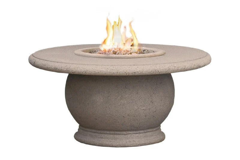 American Fyre Designs 24 Inch Round Amphora Firetable with Concrete Table Top, Black Lava, Propane Gas