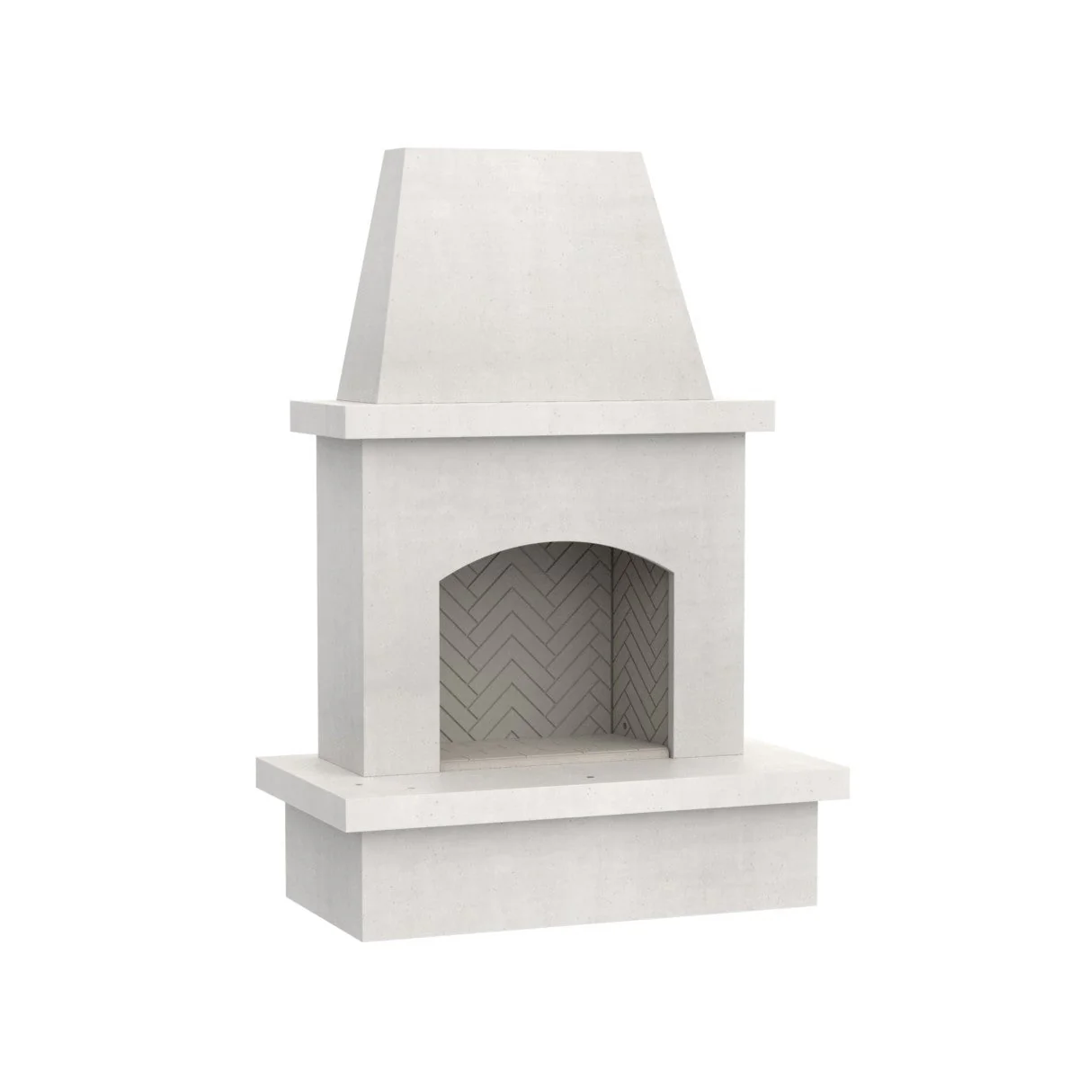 American Fyre Designs 96 inch Vented Free-Standing Outdoor Contractor's Model Fireplace - White Concrete
