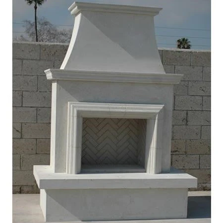 American Fyre Designs 96 Inch Vent-Free Free-Standing Outdoor Contractor's Model Fireplace - White Concrete
