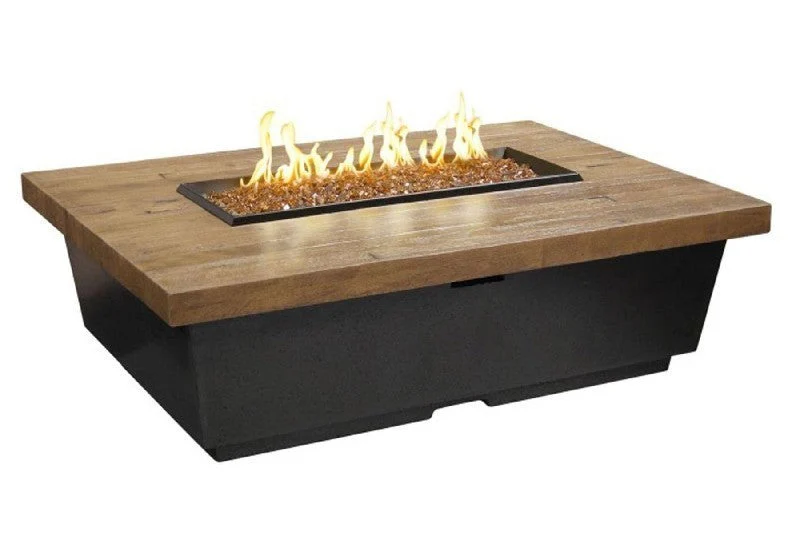 American Fyre Designs Reclaimed Wood 15 1/2 Inch Contempo Rectangle Firetable