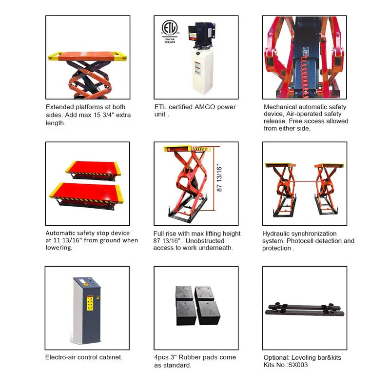 AMGO XL-9F 9,000 lb Flush Mount Full-Rise Scissor Lift - Image 3