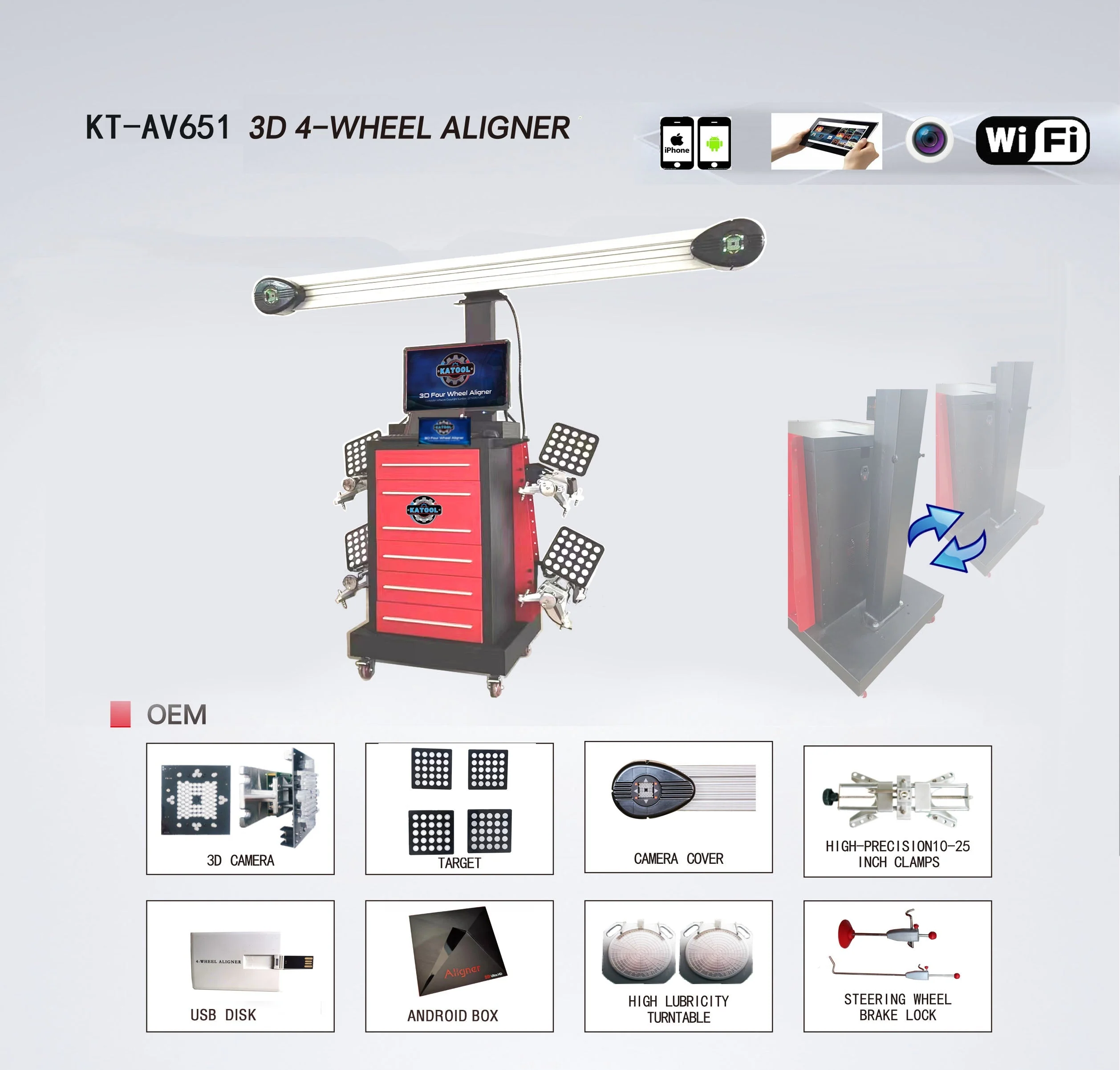 Katool KT-AV651 Mobile 3D Wheel Alignment for 2-Post and Scissor Lifts - Image 3