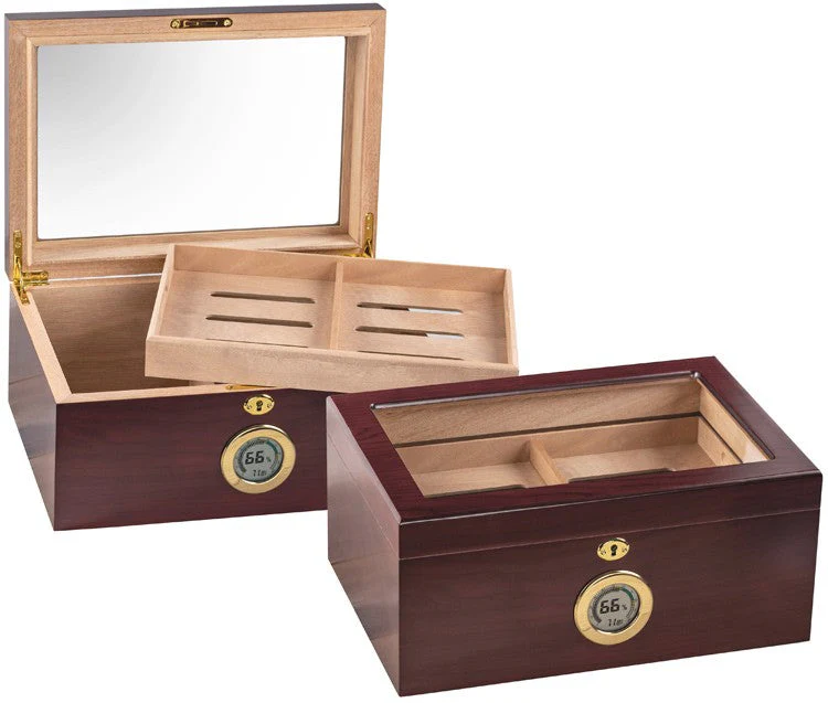 Prestige Import Group Desktop Medium Size Humidors Berkeley Digital Cherry Desktop Humidor with External Digital Hygrometer
