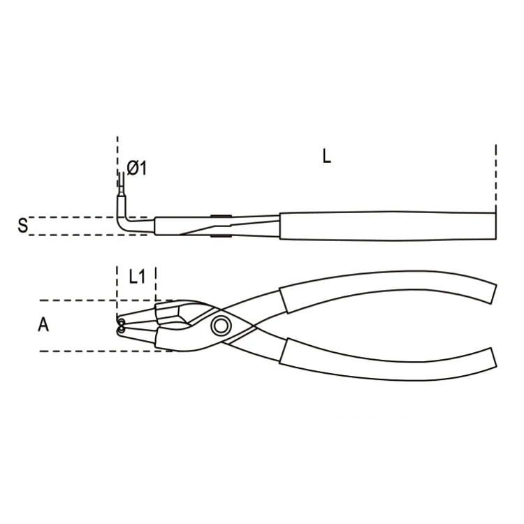 Beta Tools 1034L 90° Curved Long Nose Pliers PVC-Coated Handles - Image 2
