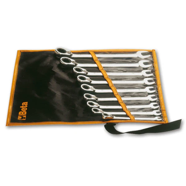 Beta Tools 142/B Reversible Ratcheting Combination Wrench Set Cloth Wallet