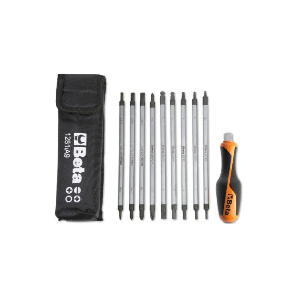 Beta Tools Assortment of 9 Reversible Screwdrivers with Case