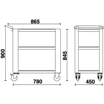 Beta Tools C51 3-Shelf Workshop Trolley with Rubber Tops - Image 4