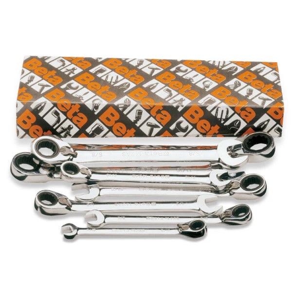 Beta Tools 142AS/S Reversible Ratcheting Combination Wrenches Set 8-Piece