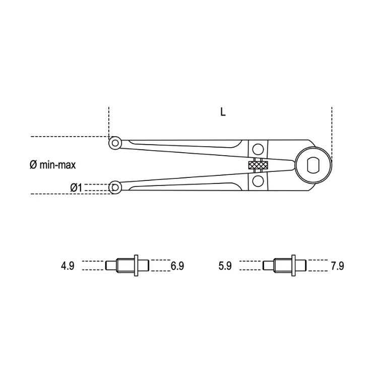 Beta Tools Round Pin Wrench for Ring Nuts Front-Hole - Image 2