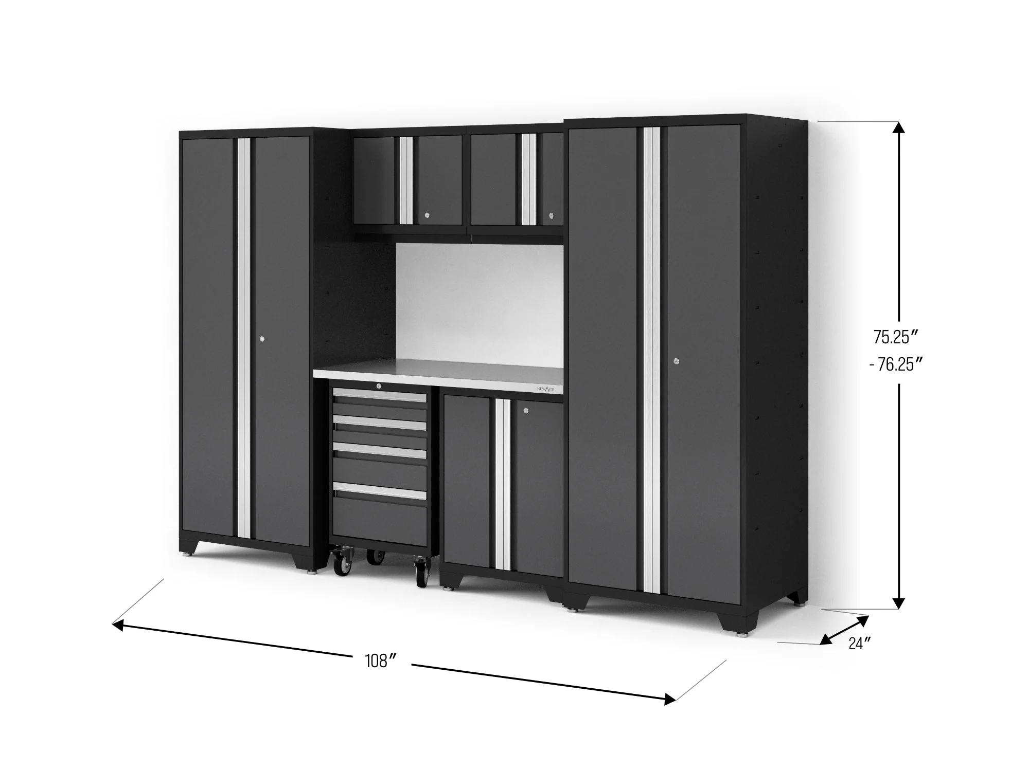 Newage Bold XL 7-Piece Garage Cabinetry Set: Heavy-Duty 20-24 Gauge Steel, Fully Welded - Image 15