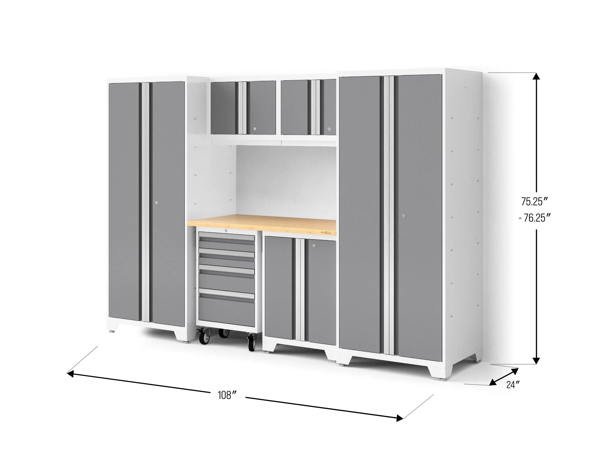 Newage Bold XL 7-Piece Garage Cabinetry Set: Heavy-Duty 20-24 Gauge Steel, Fully Welded - Image 29