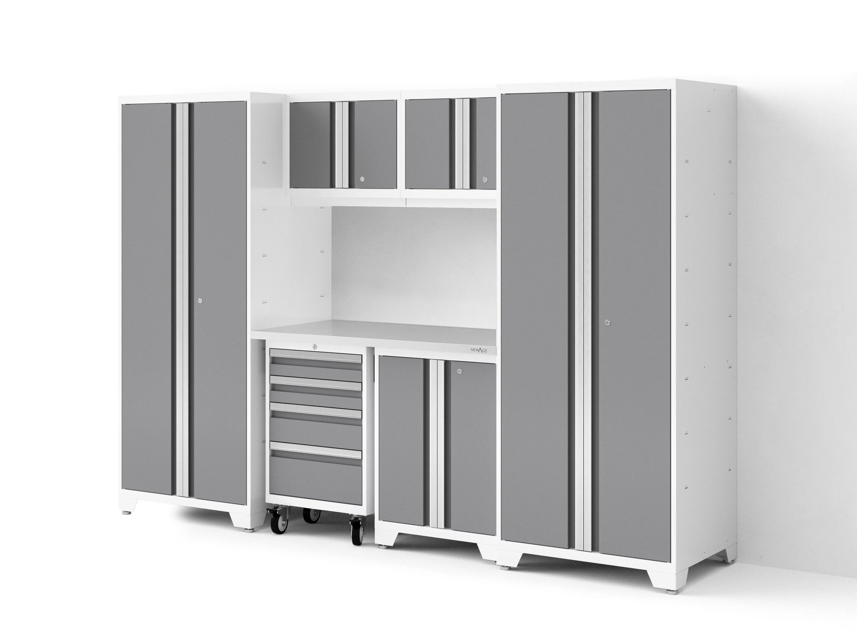 Newage Bold XL 7-Piece Garage Cabinetry Set: Heavy-Duty 20-24 Gauge Steel, Fully Welded - Image 34