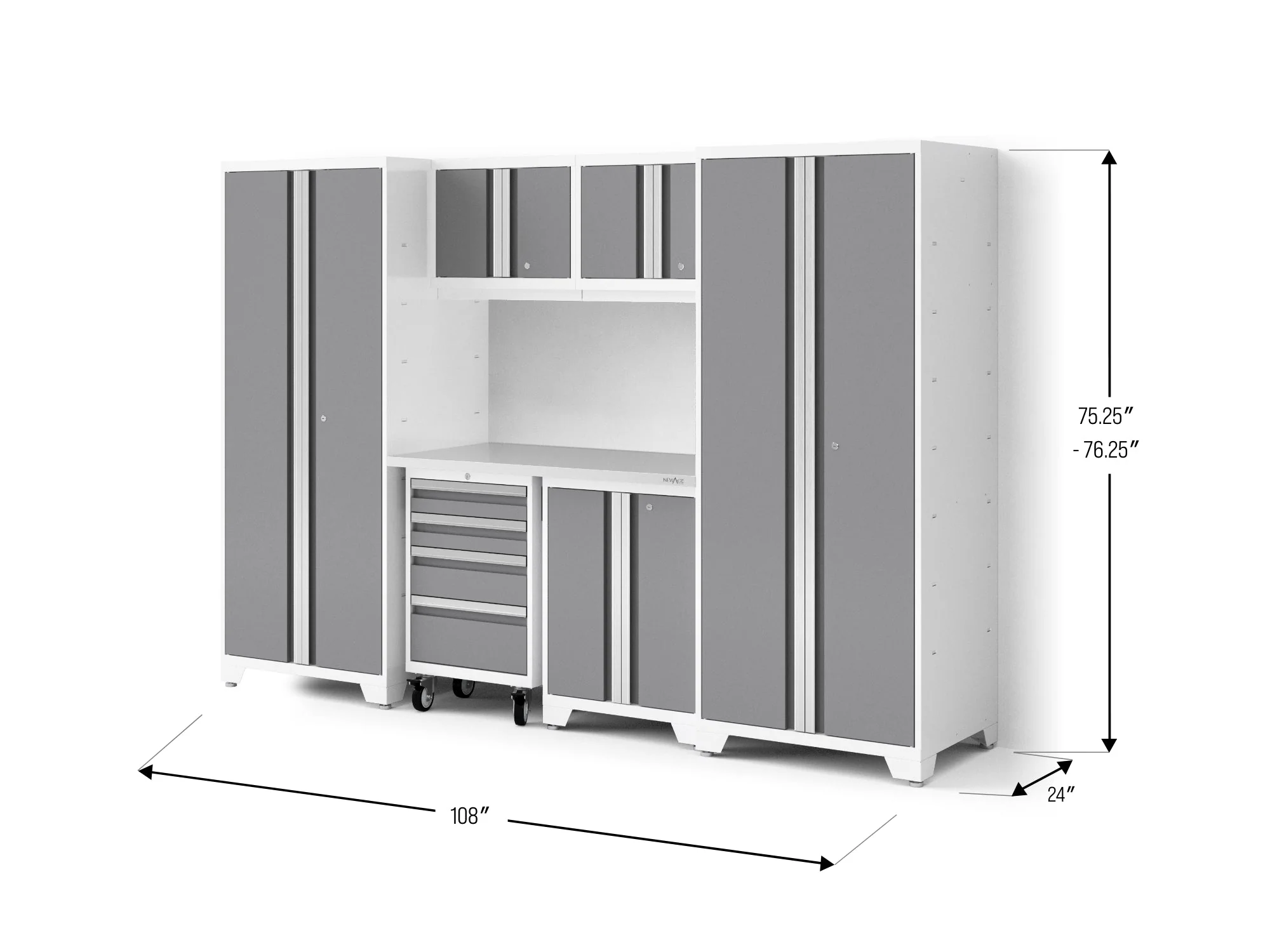 Newage Bold XL 7-Piece Garage Cabinetry Set: Heavy-Duty 20-24 Gauge Steel, Fully Welded - Image 37