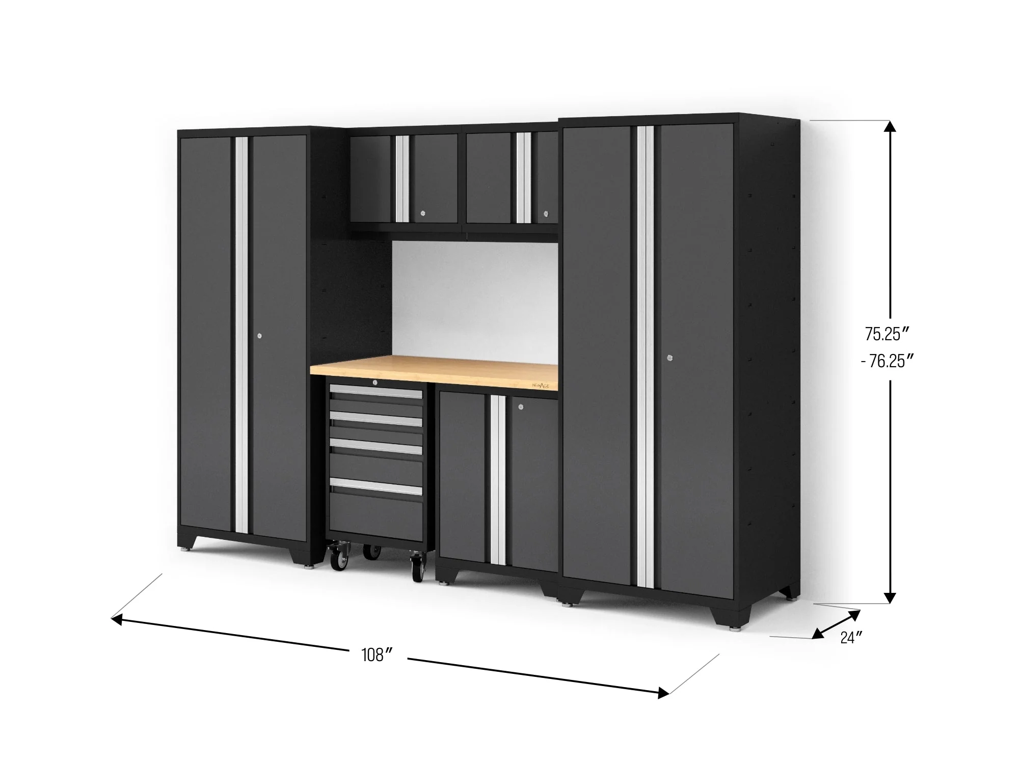 Newage Bold XL 7-Piece Garage Cabinetry Set: Heavy-Duty 20-24 Gauge Steel, Fully Welded - Image 4