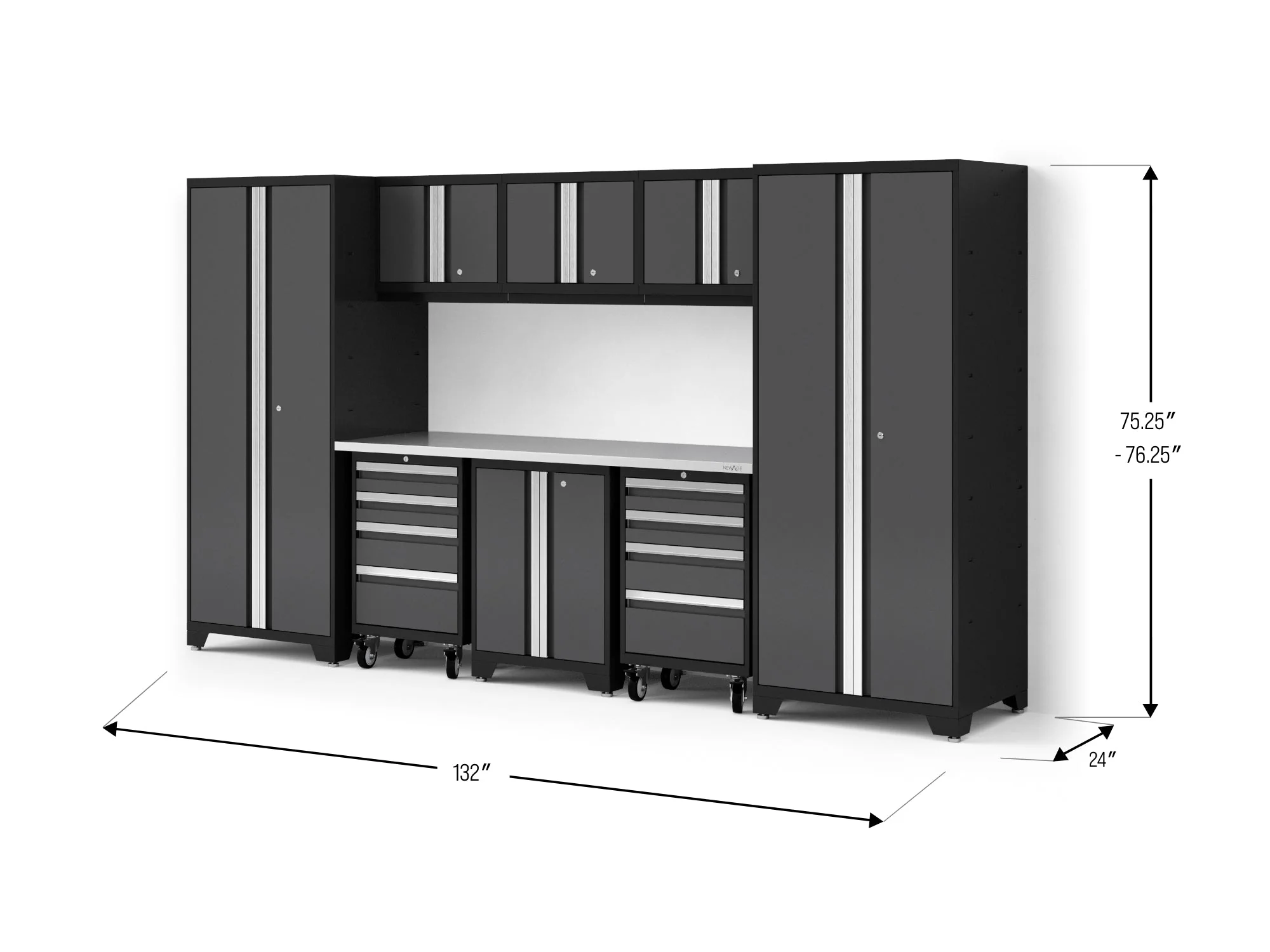 Newage Bold XL 9-Piece Garage Cabinet Set Extra-Deep Steel Storage - Image 15