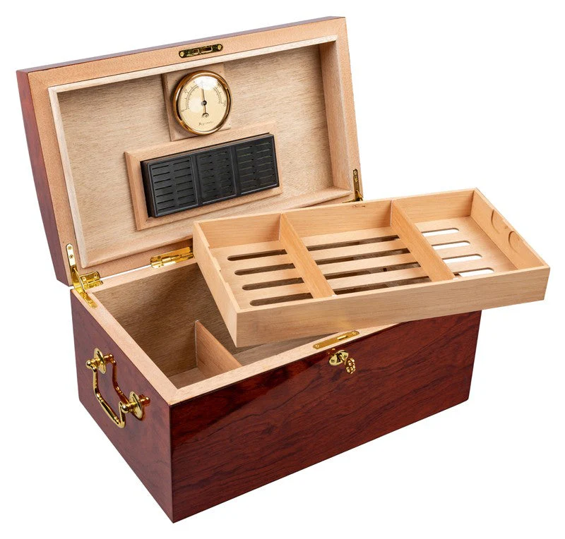 Prestige Import Group Broadway 150-Count High-Gloss Lacquer Arch-Top Spanish Cedar Humidor - Image 9