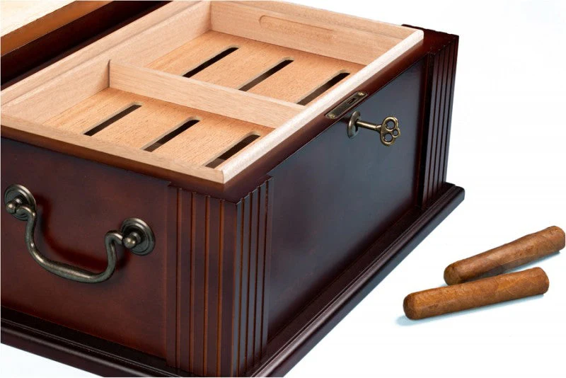 Prestige Import Group Caesar 50-Cigar Antique Walnut Desktop Humidor with Spanish Cedar Interior - Image 2