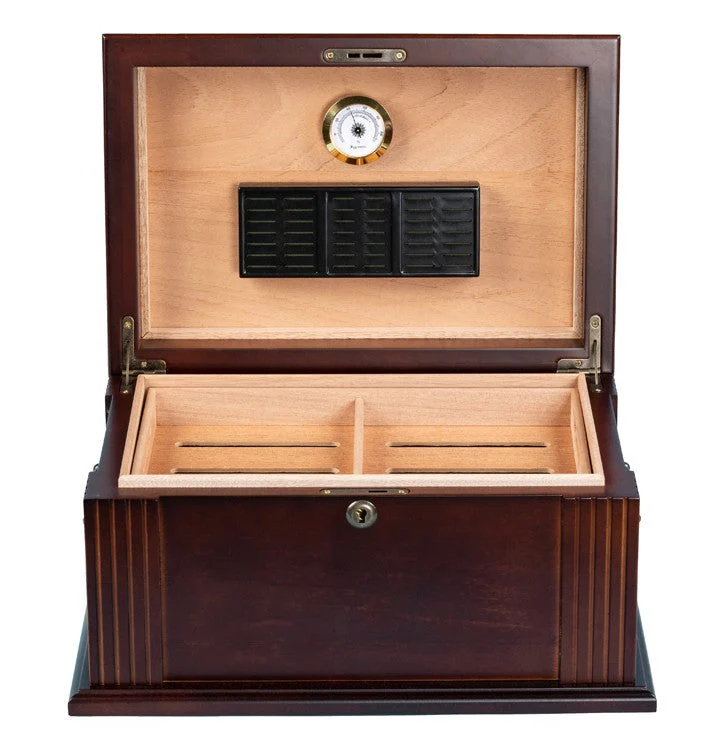 Prestige Import Group Caesar 50-Cigar Antique Walnut Desktop Humidor with Spanish Cedar Interior - Image 3