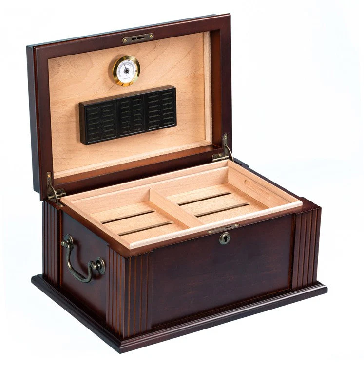 Prestige Import Group Caesar 50-Cigar Antique Walnut Desktop Humidor with Spanish Cedar Interior - Image 5