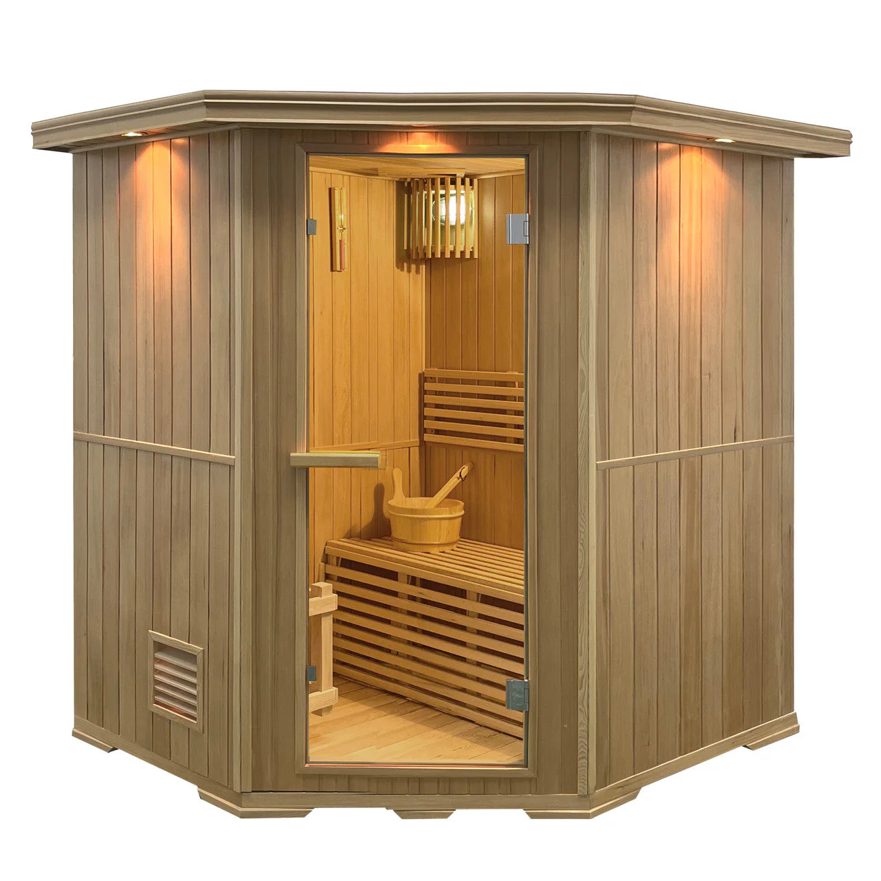 Canadian Hemlock Wet Dry Indoor Sauna - 6 kW ETL Certified Heater - 6 Person