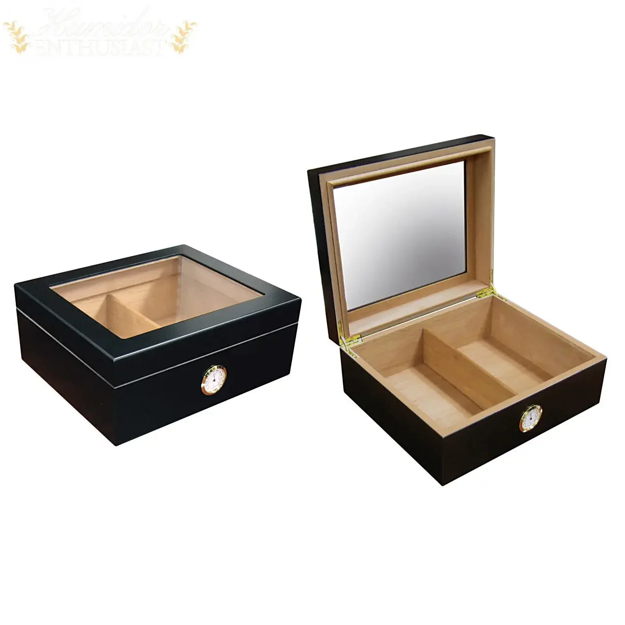 Prestige Import Group Chalet Glass-Top Desktop Cigar Humidor with Humidifier Hygrometer - Image 3