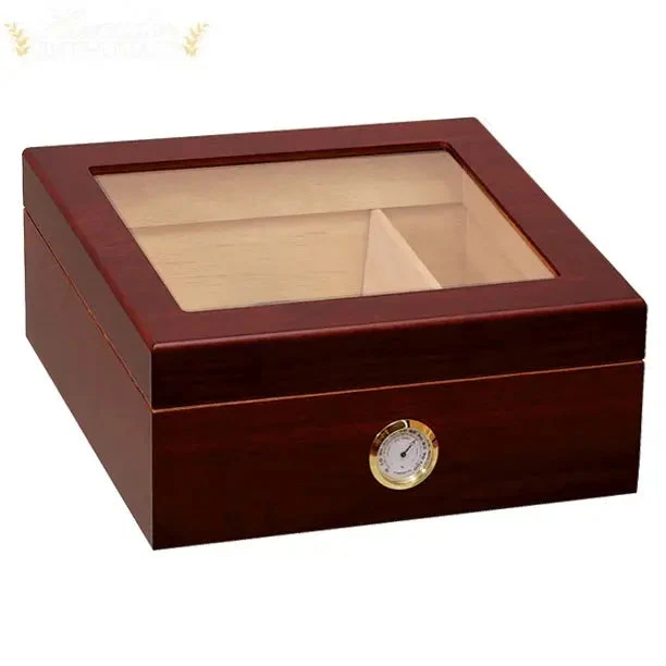Prestige Import Group Chalet Glass-Top Desktop Cigar Humidor with Humidifier Hygrometer - Image 4