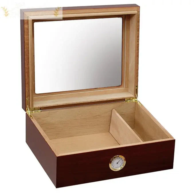 Prestige Import Group Chalet Glass-Top Desktop Cigar Humidor with Humidifier Hygrometer - Image 5