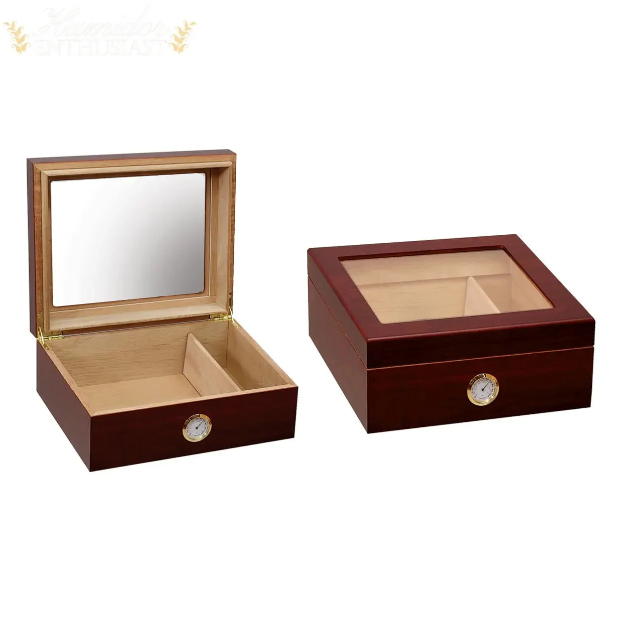 Prestige Import Group Chalet Glass-Top Desktop Cigar Humidor with Humidifier Hygrometer - Image 6