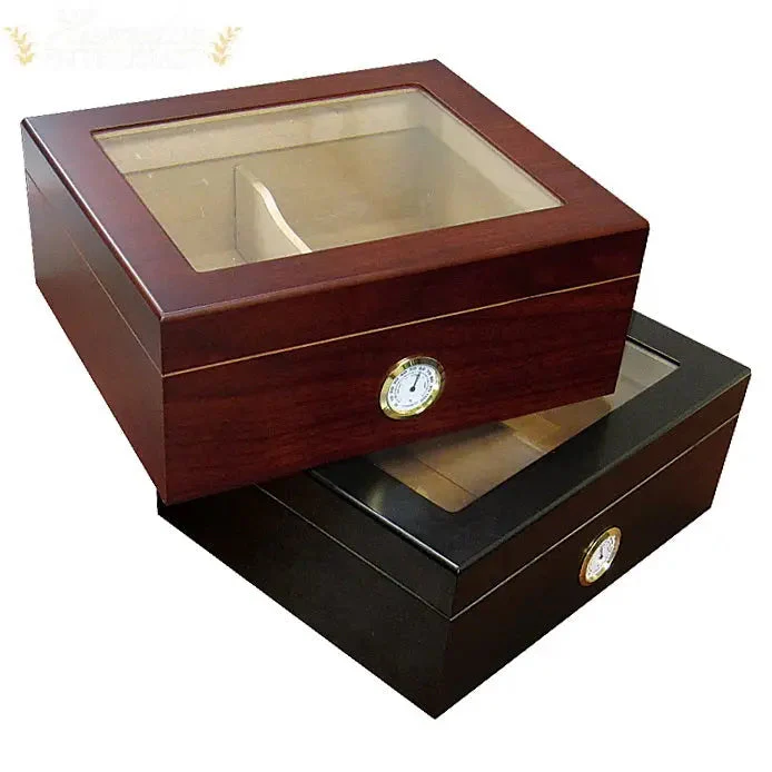 Prestige Import Group Chalet Glass-Top Desktop Cigar Humidor with Humidifier Hygrometer - Image 7