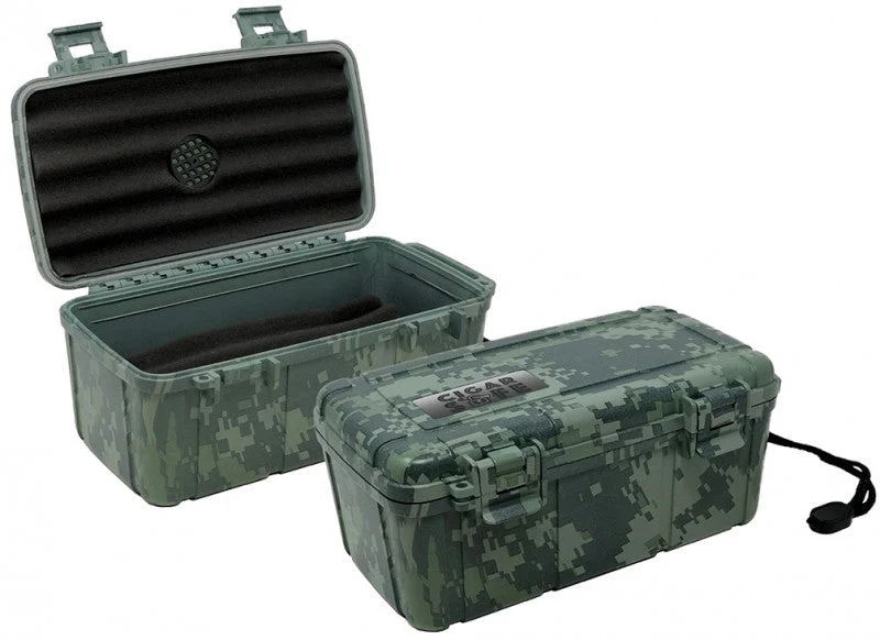 Prestige Import Group Cigar Safe 15 Camouflage Travel Humidor - 15-Capacity Protective Case