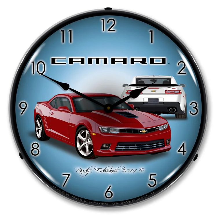 Collectable Sign and Clock - 2014 SS Camaro Crystal Red Clock