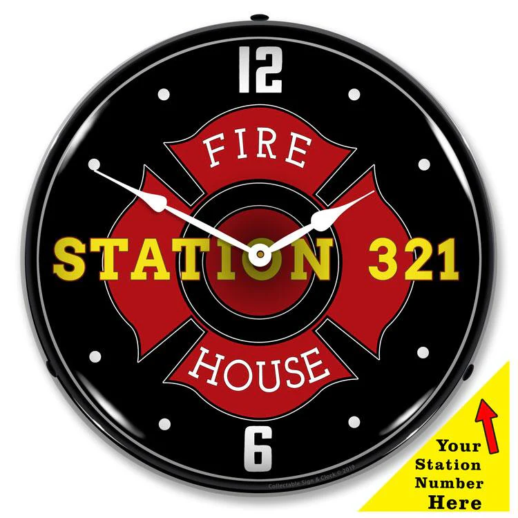 Collectable Sign and Clock - Add Your Fire Station Number Clock