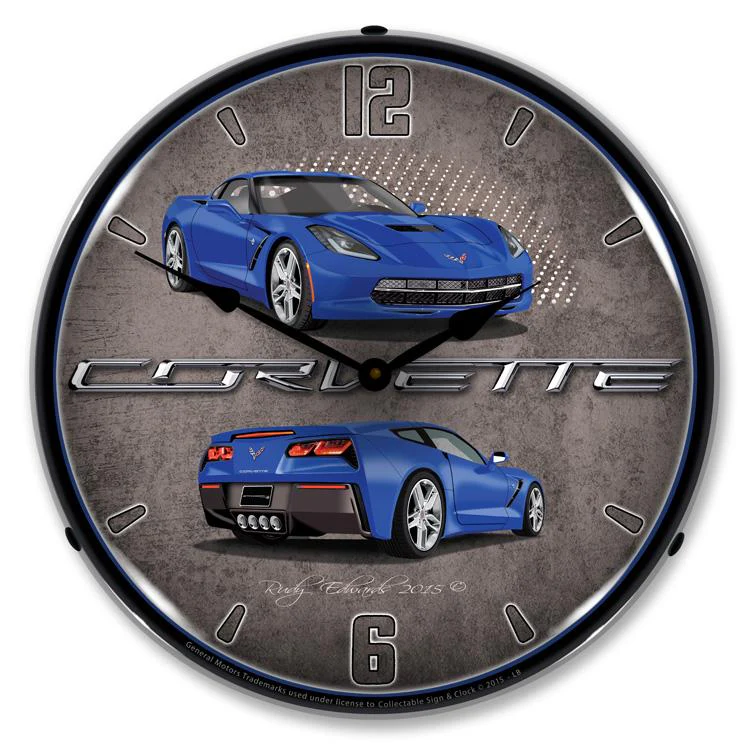 Collectable Sign and Clock - C7 Corvette Laguna Blue Clock