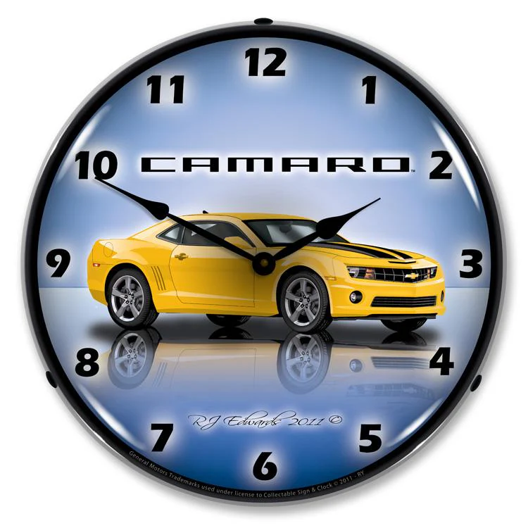 Collectable Sign and Clock - Camaro G5 Rally Yellow Clock