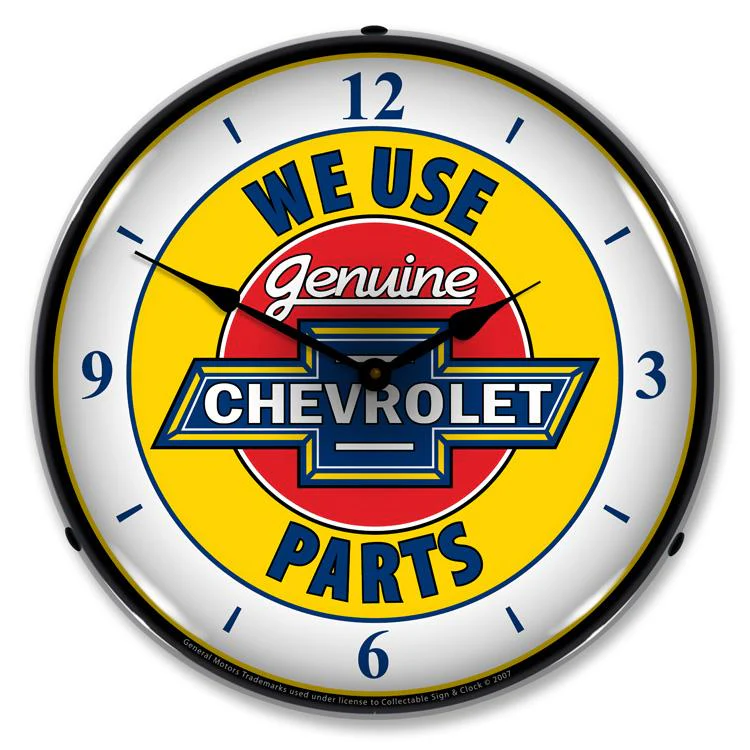 Collectable Sign and Clock - Chevy Parts 2 W/numbers Clock