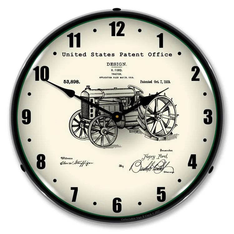 Collectable Sign and Clock - Ford Tractor 1919 Patent Clock