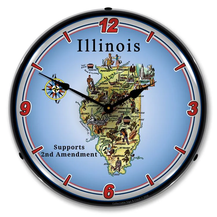 Collectable Sign and Clock - Illinois Supports the 2nd Amendment Clock