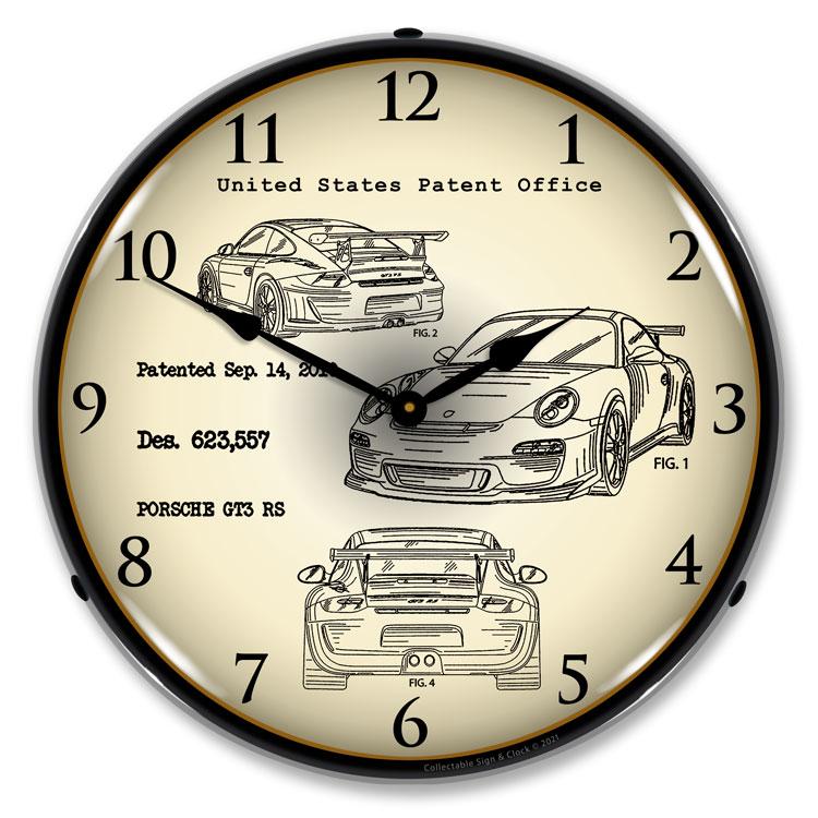 Collectable Sign and Clock - Porsche GT3 RS Patent Clock